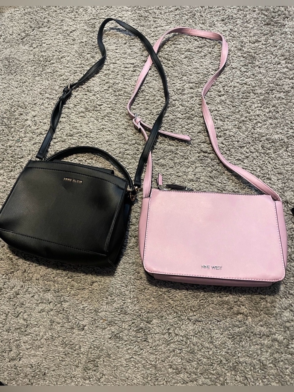 Anne Klein Black Pebbled Crossbody Bag with Top Handle
